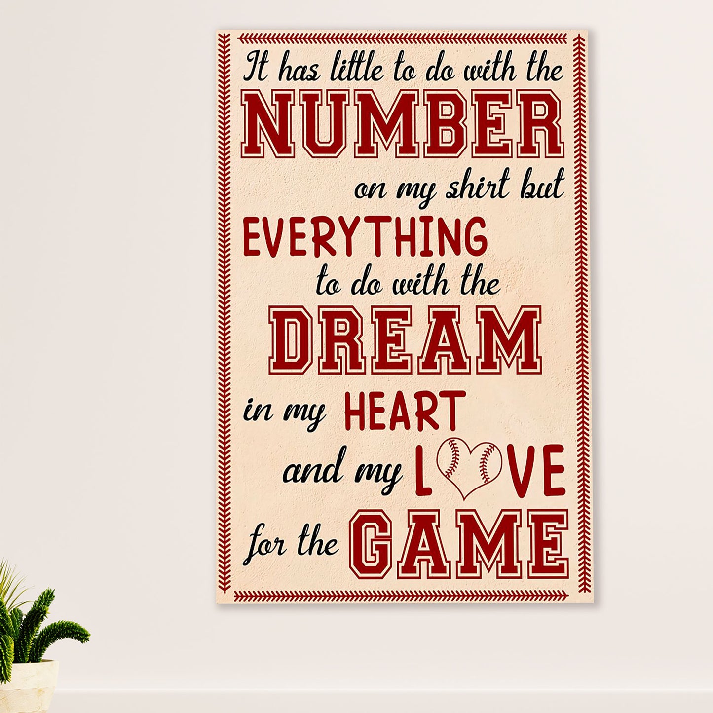 Baseball Canvas Wall Art Prints | Heart Love Game | Home Décor Gift for Baseball Player