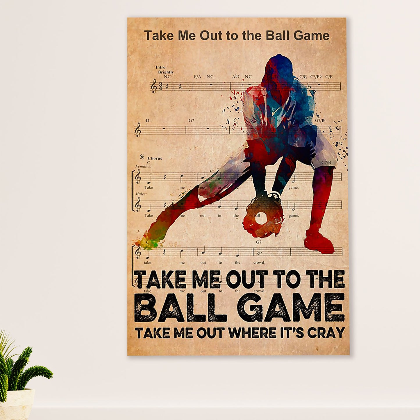 Baseball Poster Prints Wall Art | Take Me Out to The Ball Game | Home Décor Gift for Baseball Player