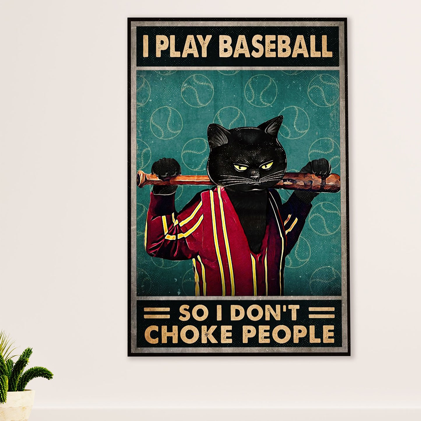 Baseball Canvas Wall Art Prints | I Don't Choke People | Home Décor Gift for Baseball Player