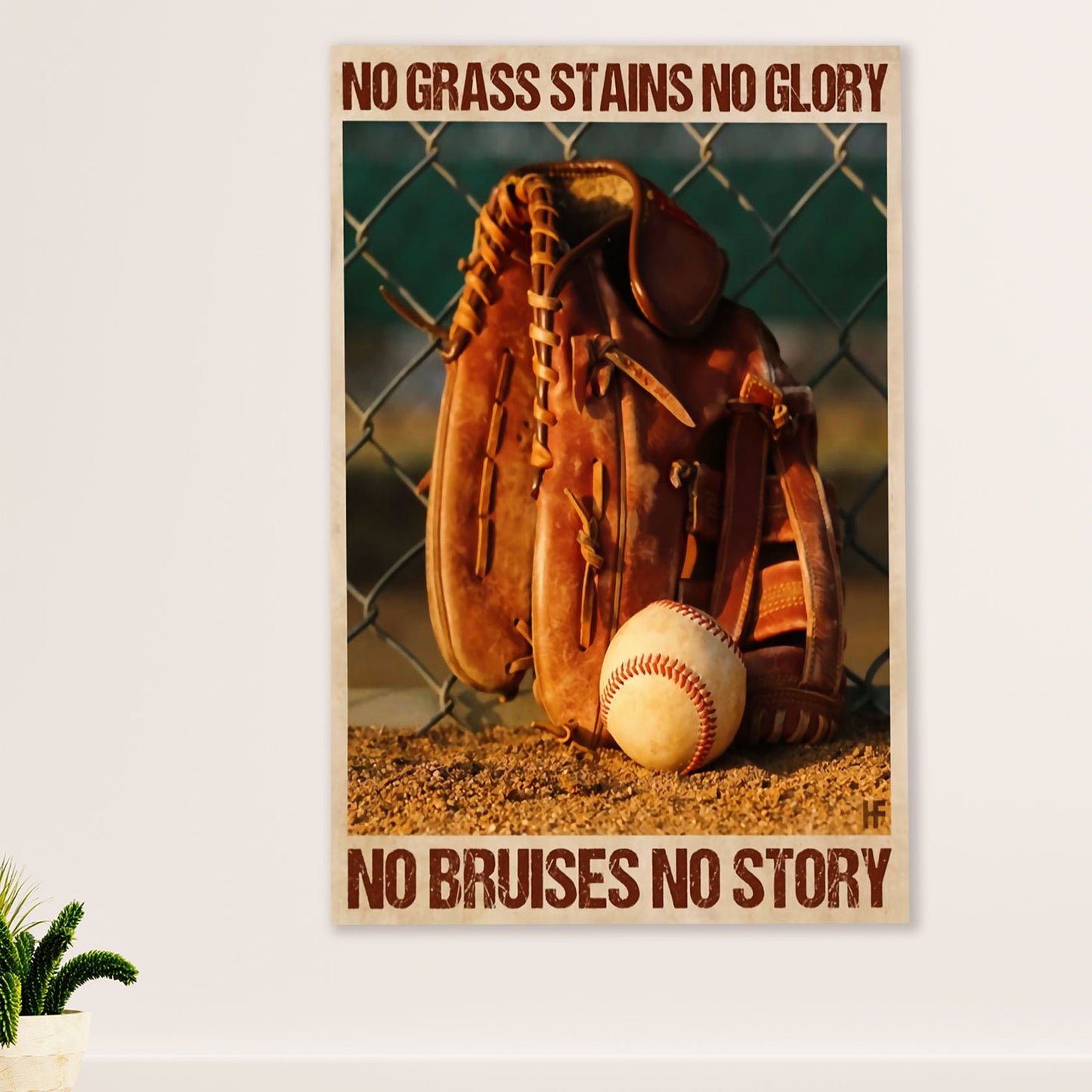 Baseball Poster Prints Wall Art | No Bruises No Story | Home Décor Gift for Baseball Player