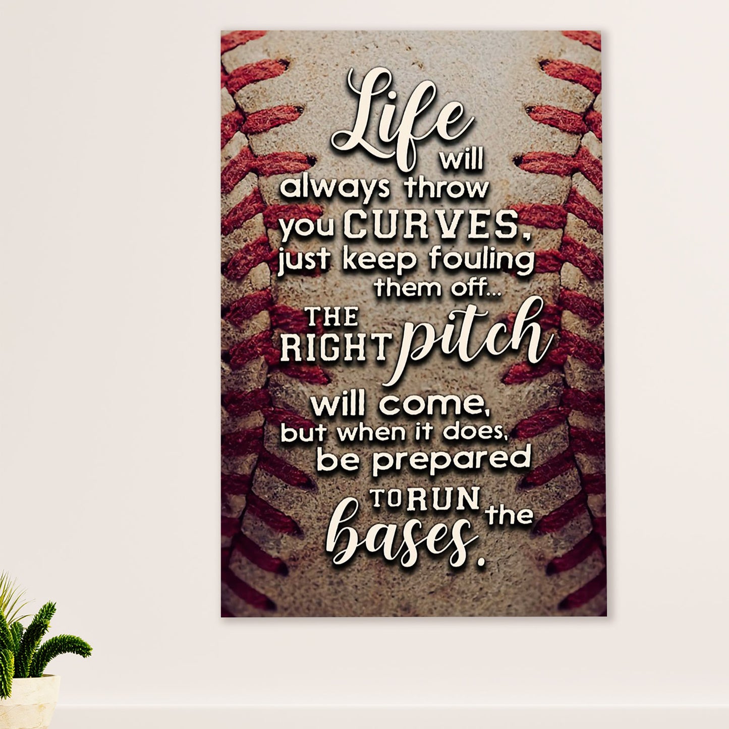 Baseball Poster Prints Wall Art | Life Will Always Throw | Home Décor Gift for Baseball Player