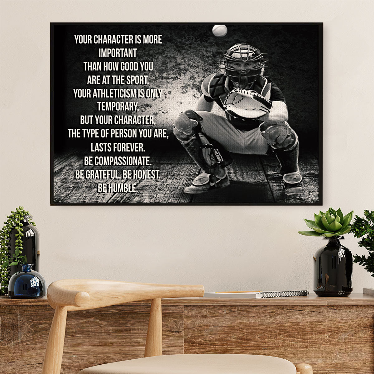 Baseball Canvas Wall Art Prints | Be Humble | Home Décor Gift for Baseball Players