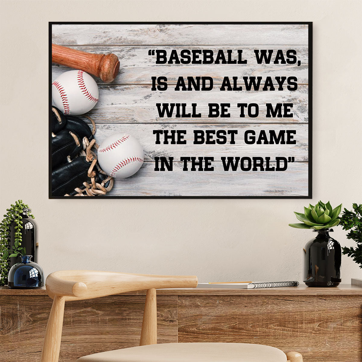 Baseball Canvas Wall Art Prints | Best Game In The World | Home Décor Gift for Baseball Players