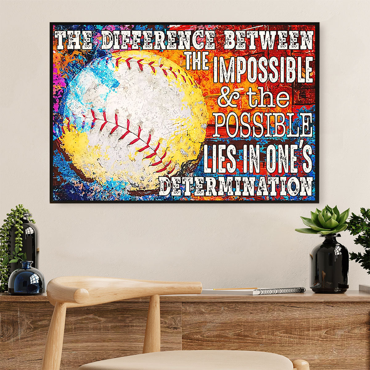 Baseball Poster Wall Art Prints | Impossible & Possible | Gift for Baseball Players