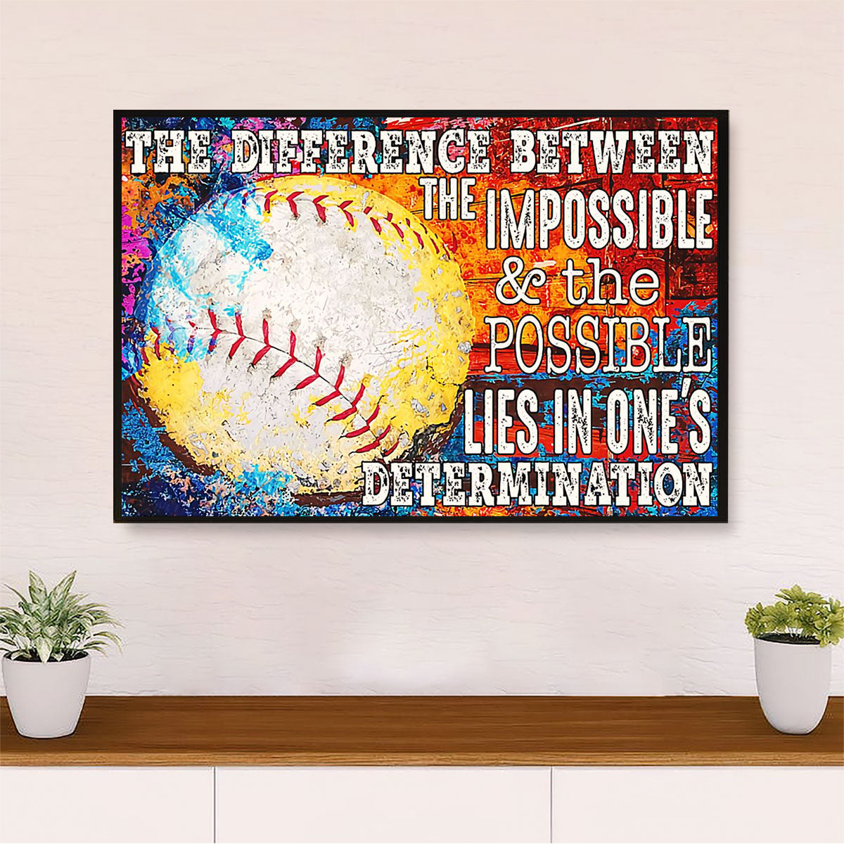 Baseball Poster Wall Art Prints | Impossible & Possible | Gift for Baseball Players