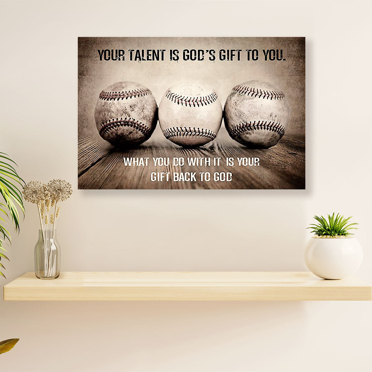 Baseball Poster Wall Art Prints | God's Gift | Gift for Baseball Players