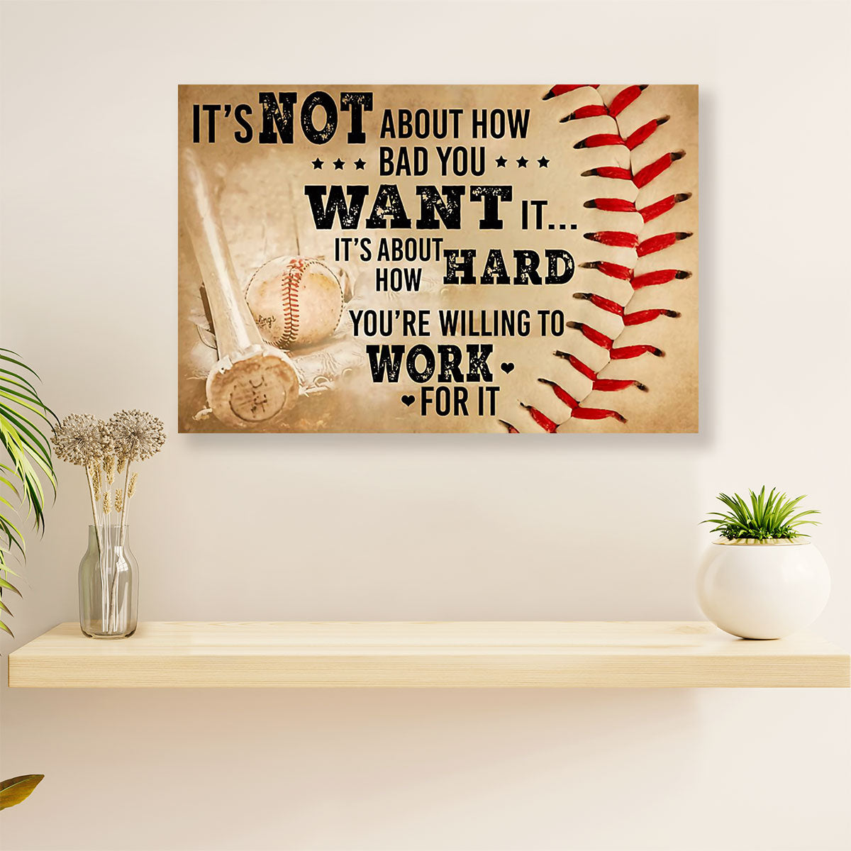Baseball Canvas Wall Art Prints | Work For It | Home Décor Gift for Baseball Players