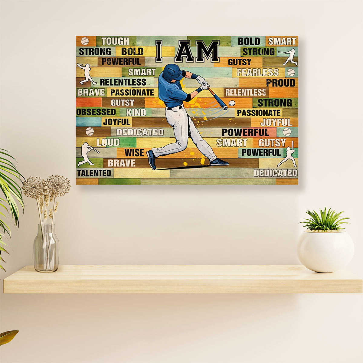 Baseball Poster Wall Art Prints | I Am Strong Bold | Gift for Baseball Players