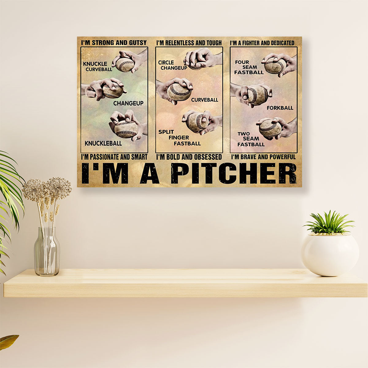 Baseball Poster Wall Art Prints | I'm A Pitcher | Gift for Baseball Players
