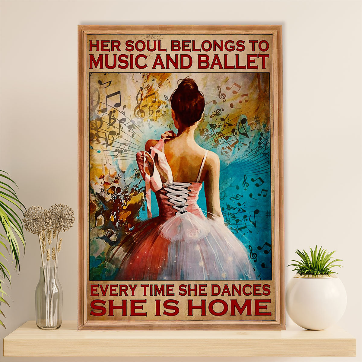 Dancing Ballet Poster Prints | She Is Home | Wall Art Gift for Ballet Dancer Ballerinas
