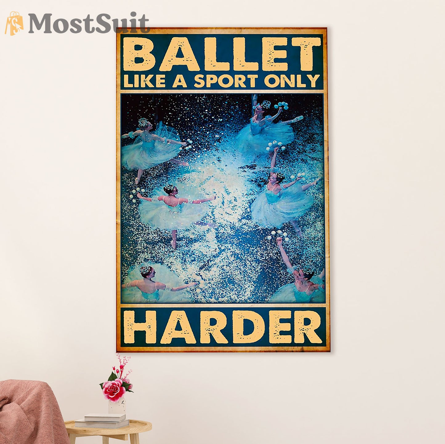 Dancing Ballet Poster Prints | Only Harder | Wall Art Gift for Ballet Dancer Ballerinas