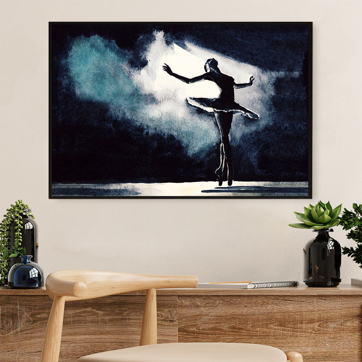Dancing Ballet Canvas Wall Art Prints | Ballet Girl Painting | Home Décor Gift for Ballet Dancer