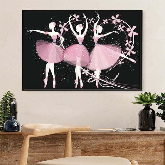 Dancing Ballet Canvas Wall Art Prints | Pinky Ballet Girl | Home Décor Gift for Ballet Dancer