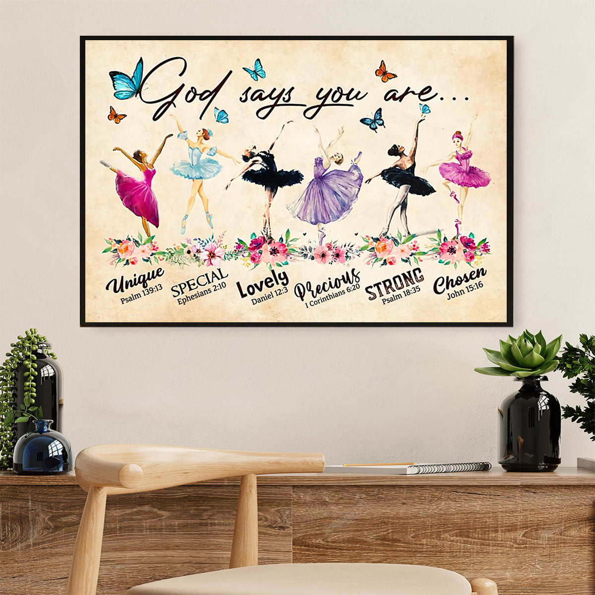 Dancing Ballet Canvas Wall Art Prints | God Says You Are | Home Décor Gift for Ballet Dancer