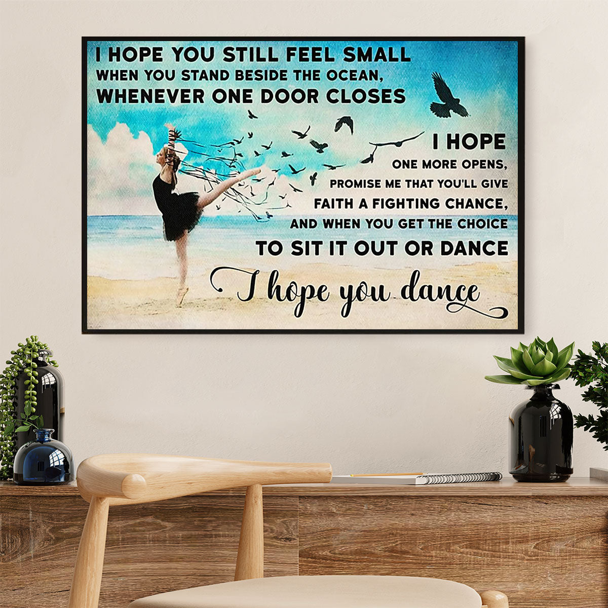 Dancing Ballet Canvas Wall Art Prints | Hope You Dance | Home Décor Gift for Ballet Dancer