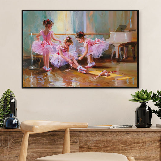 Dancing Ballet Canvas Wall Art Prints | Ballet Girls Painting | Home Décor Gift for Ballet Dancer