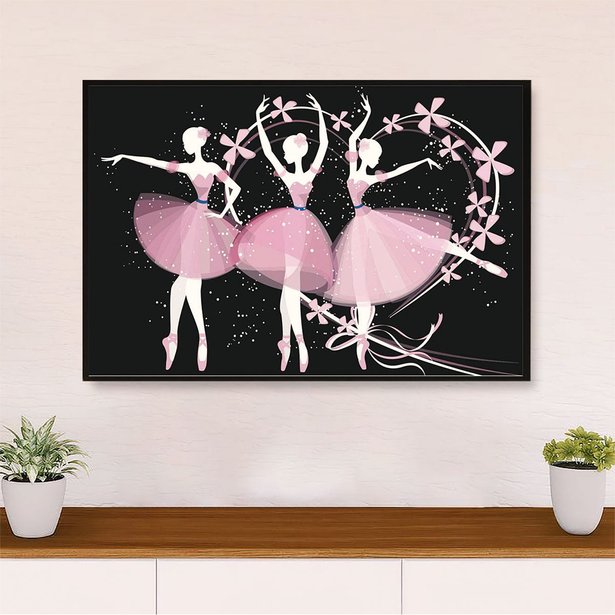 Dancing Ballet Canvas Wall Art Prints | Pinky Ballet Girl | Home Décor Gift for Ballet Dancer