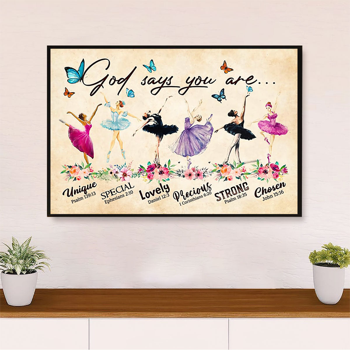 Dancing Ballet Canvas Wall Art Prints | God Says You Are | Home Décor Gift for Ballet Dancer