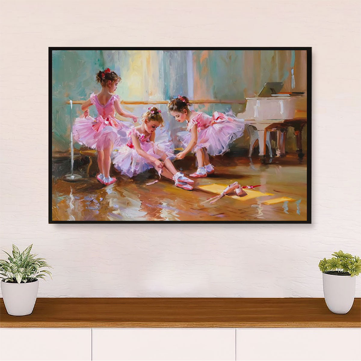 Dancing Ballet Canvas Wall Art Prints | Ballet Girls Painting | Home Décor Gift for Ballet Dancer