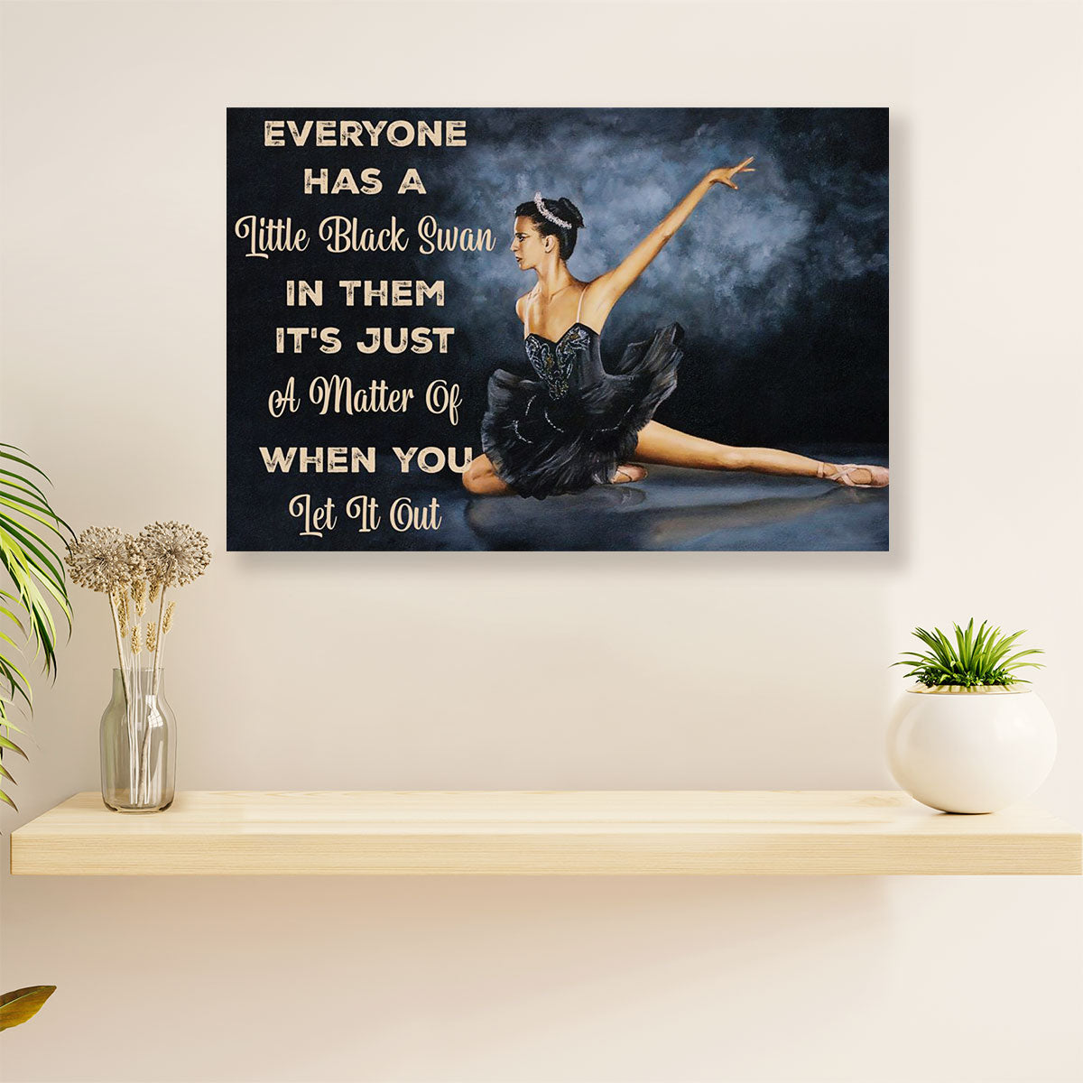 Dancing Ballet Canvas Wall Art Prints | Little Black Swan | Home Décor Gift for Ballet Dancer