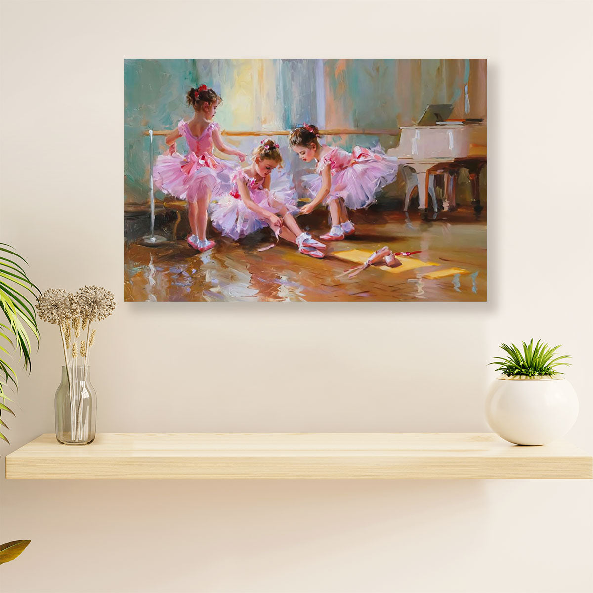 Dancing Ballet Canvas Wall Art Prints | Ballet Girls Painting | Home Décor Gift for Ballet Dancer
