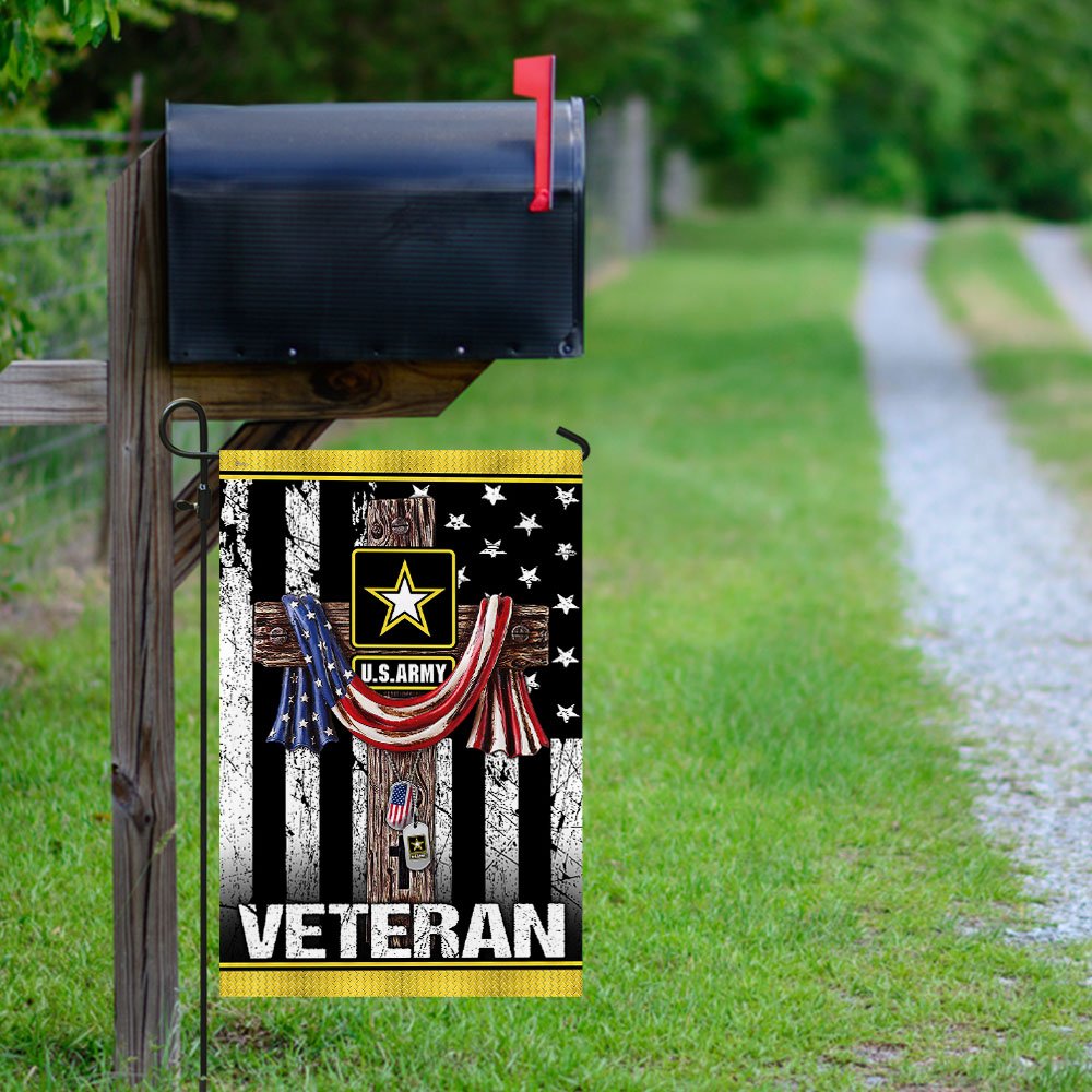 Christian Jesus Cross. U.S Army Veteran Flag