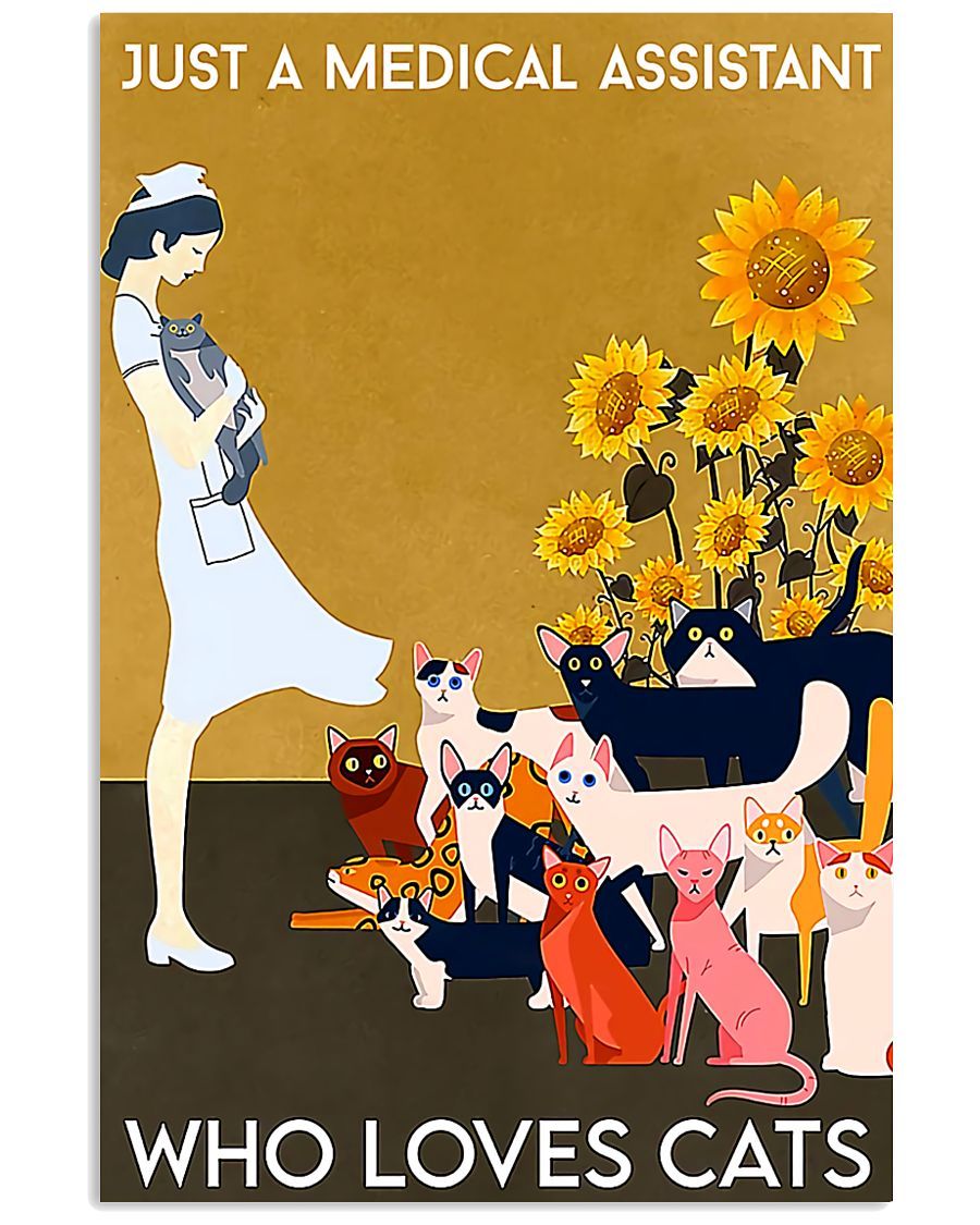 Canvas Prints Gift for Cat Lovers Just A Medical Assistant Who Loves Cats Birthday Gift Vintage Home Wall Decor Canvas - Mostsuit