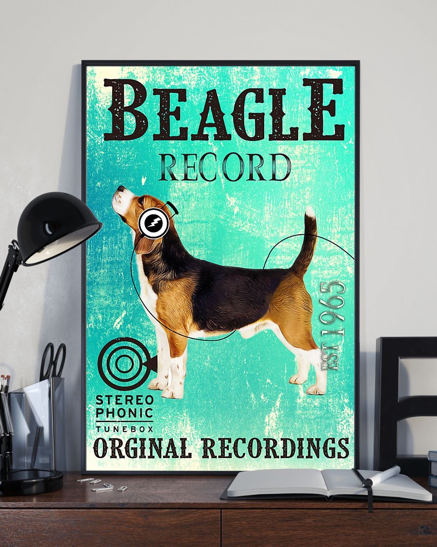 Personalized Photo Canvas Prints Gift for Dog Lovers Beagle Record Birthday Gift Vintage Home Wall Decor Canvas - Mostsuit