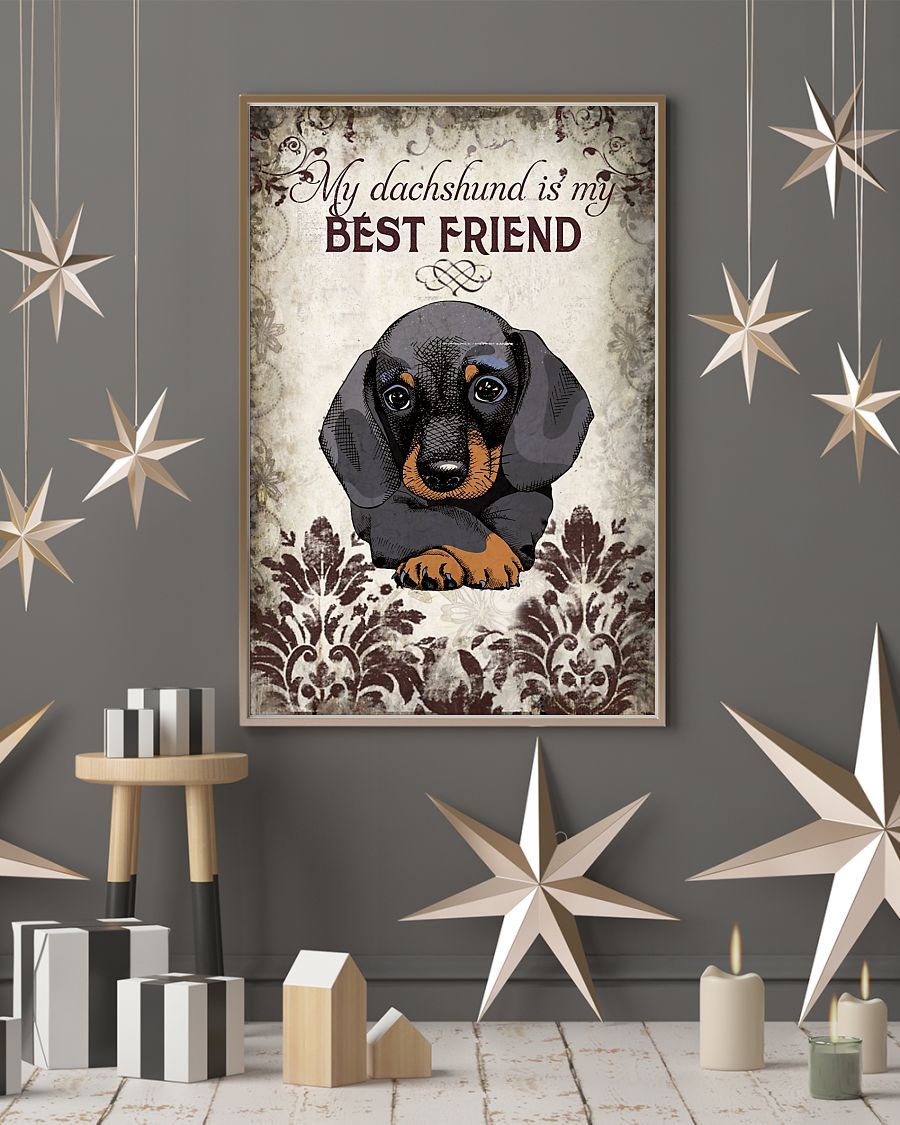 Dachshund Canvas Prints Gift for Dog Lovers Dachshund Is My Best Friend Wall Art Vintage Home Wall Decor Canvas - Mostsuit