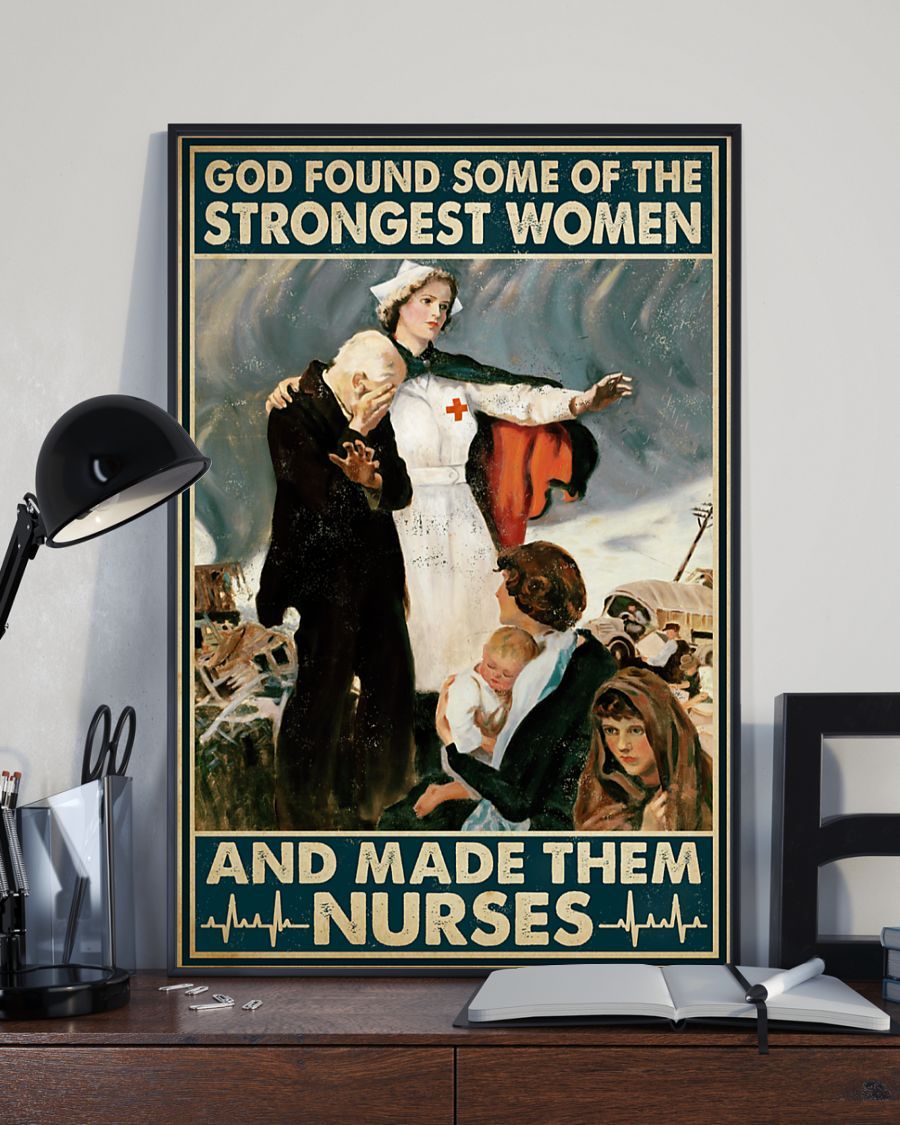 Canvas Prints Nurses God Found Some Of Strongest Women Birthday Gift Vintage Home Wall Decor Canvas - Mostsuit