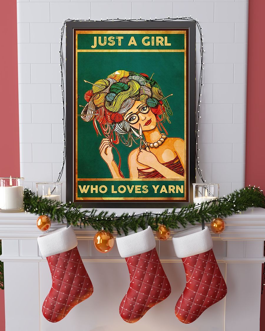 Canvas Prints Just A Girl Who Loves Yarn Birthday Gift Vintage Home Wall Decor Canvas - Mostsuit