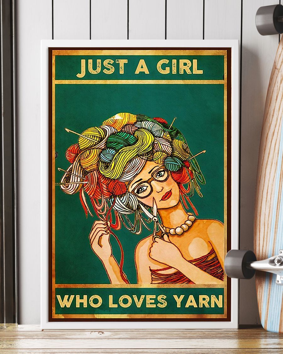 Canvas Prints Just A Girl Who Loves Yarn Birthday Gift Vintage Home Wall Decor Canvas - Mostsuit