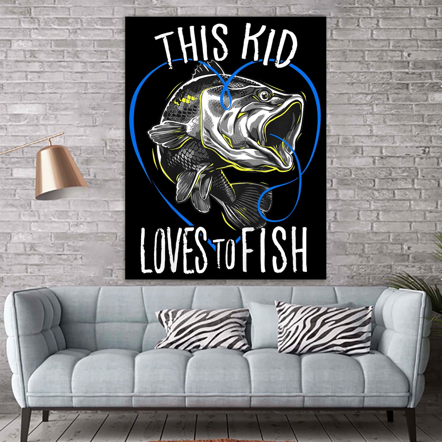 Kids Fishing This Kid Loves To Fish Canvas Room Home Decor Print Matte Canvas - Home Room Wall Decor Matte Canvas - Mostsuit