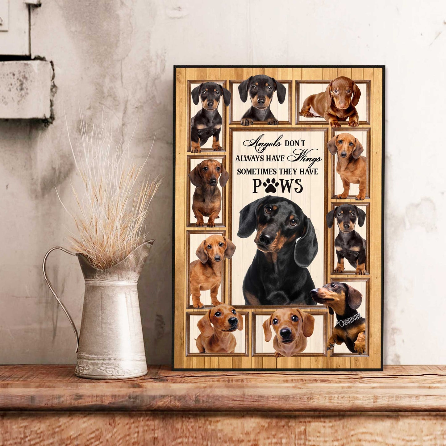Dachshund Angel Canvas - Gifts for Dog Lover | Puppies Home Room Wall Art - MostSuit