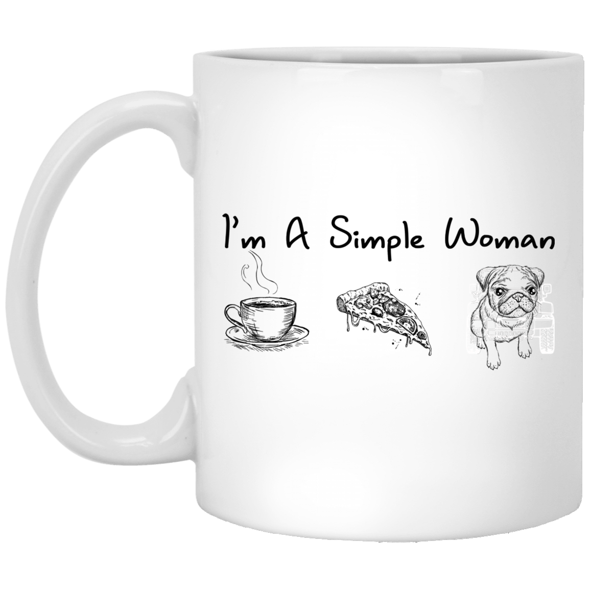 Pug Mug I'm A Simple Woman Coffee Cup Cool Puggy Lover Gifts