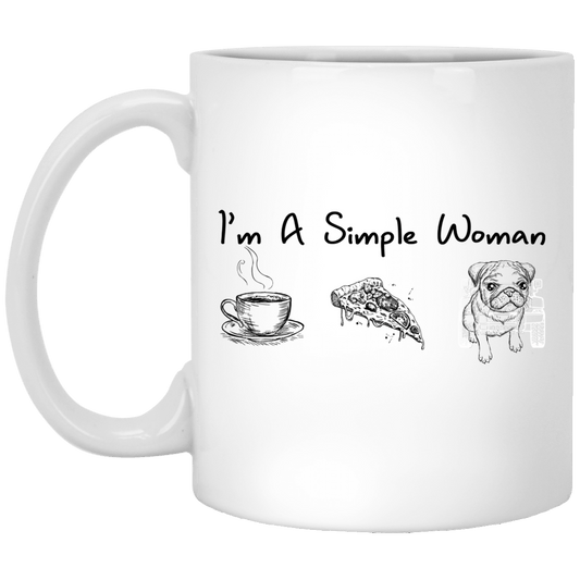 Pug Mug I'm A Simple Woman Coffee Cup Cool Puggy Lover Gifts