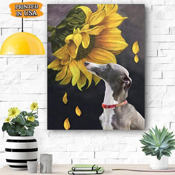 Greyhound Dog Sunflower Canvas Prints Matte Canvas - Home Room Wall Decor Matte Canvas - Mostsuit