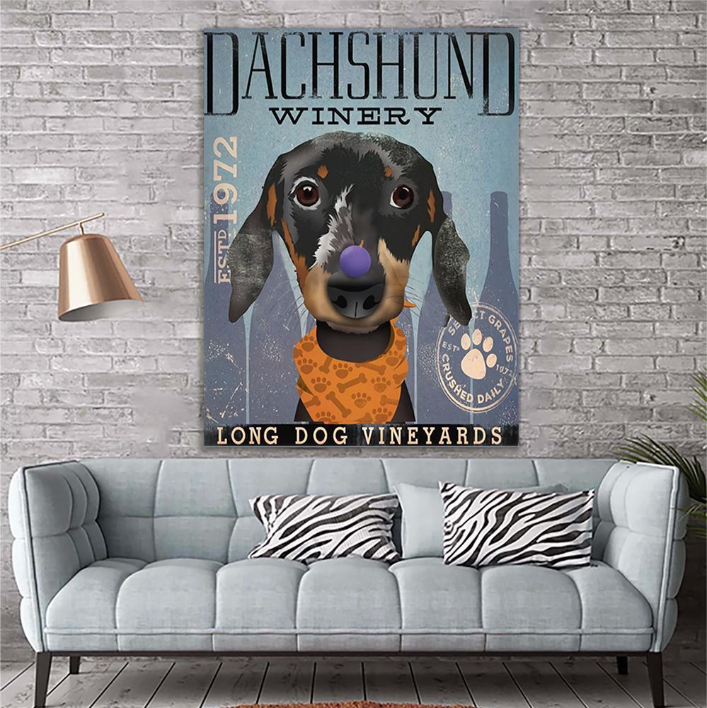 Custom Canvas Dachshund Winery Canvas Room Home Decor Print Matte Canvas - Home Room Wall Decor Matte Canvas - Mostsuit