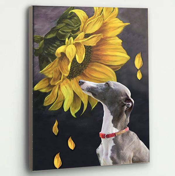 Greyhound Dog Sunflower Canvas Prints Matte Canvas - Home Room Wall Decor Matte Canvas - Mostsuit