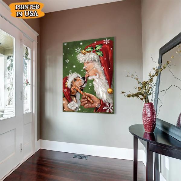 Beagle Dog With Santa Christmas Canvas Prints Matte Canvas - Home Room Wall Decor Matte Canvas - Mostsuit