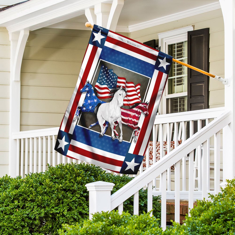United States Horses Independence Day Flag