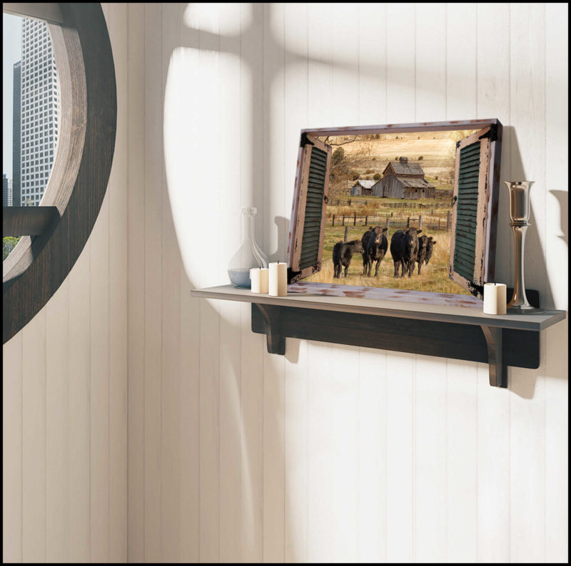 Mostsuit Farm Farmhouse Window Barn With Angus Cow Canvas Poster Wall Art Decor