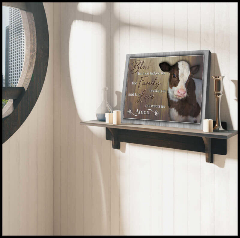 Mostsuit Top 10 Beautiful Cow Canvas Poster Bless The Family Beside Us Farmhouse Wall Art Decor