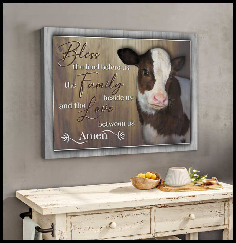 Mostsuit Top 10 Beautiful Cow Canvas Poster Bless The Family Beside Us Farmhouse Wall Art Decor