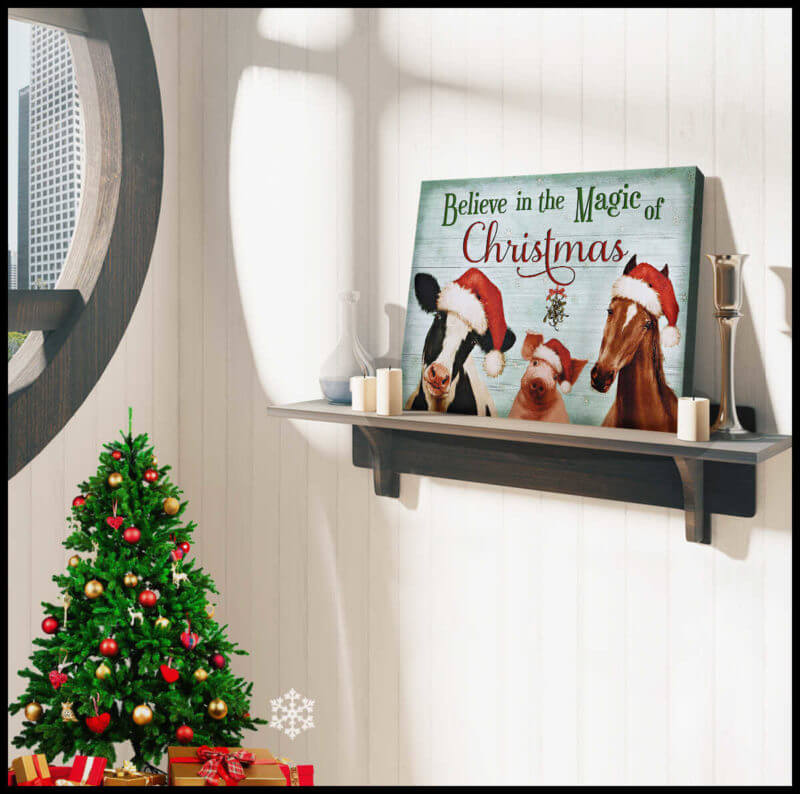 Mostsuit Magic Of Christmas Farm Animals Farmhouse Canvas Poster Wall Art Decor
