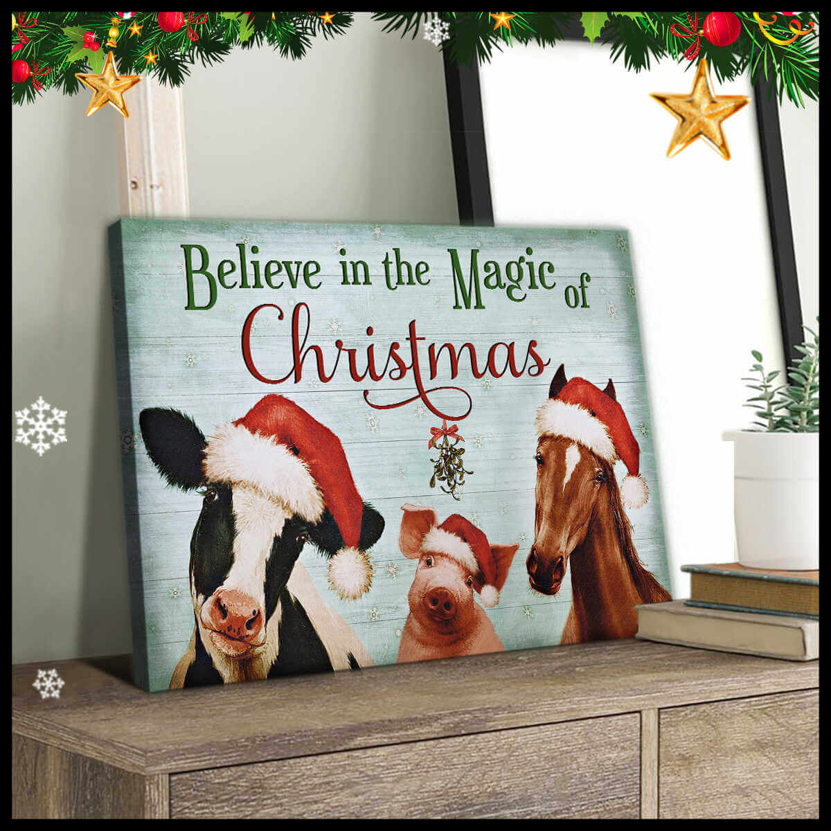 Mostsuit Magic Of Christmas Farm Animals Farmhouse Canvas Poster Wall Art Decor