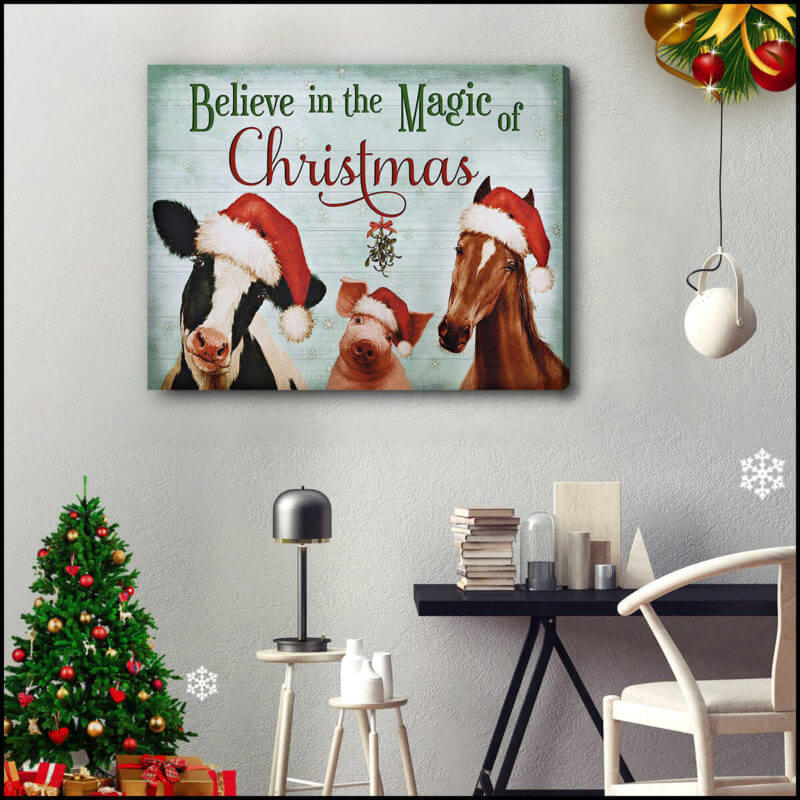 Mostsuit Magic Of Christmas Farm Animals Farmhouse Canvas Poster Wall Art Decor