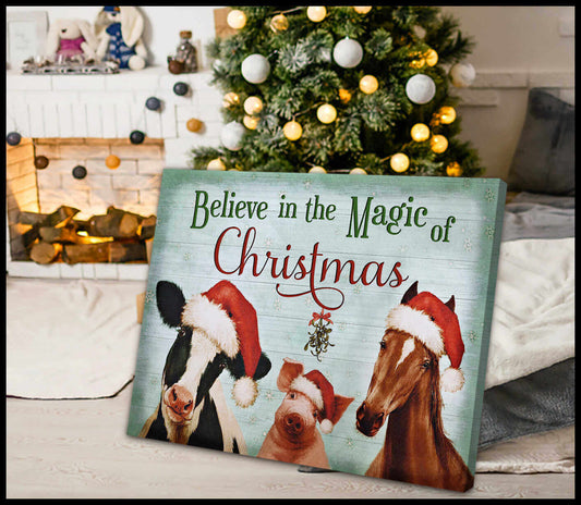 Mostsuit Magic Of Christmas Farm Animals Farmhouse Canvas Wall Art Decor