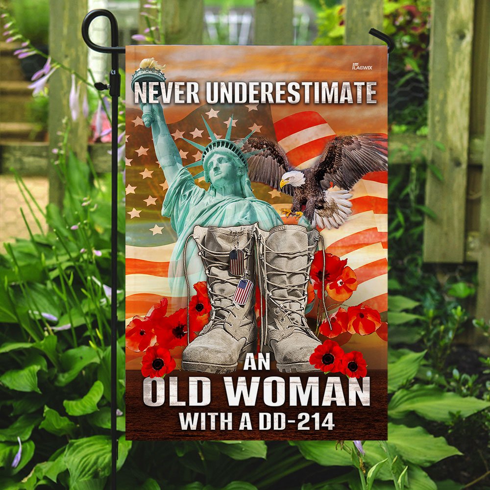 An Old Woman With DD-214 Flag