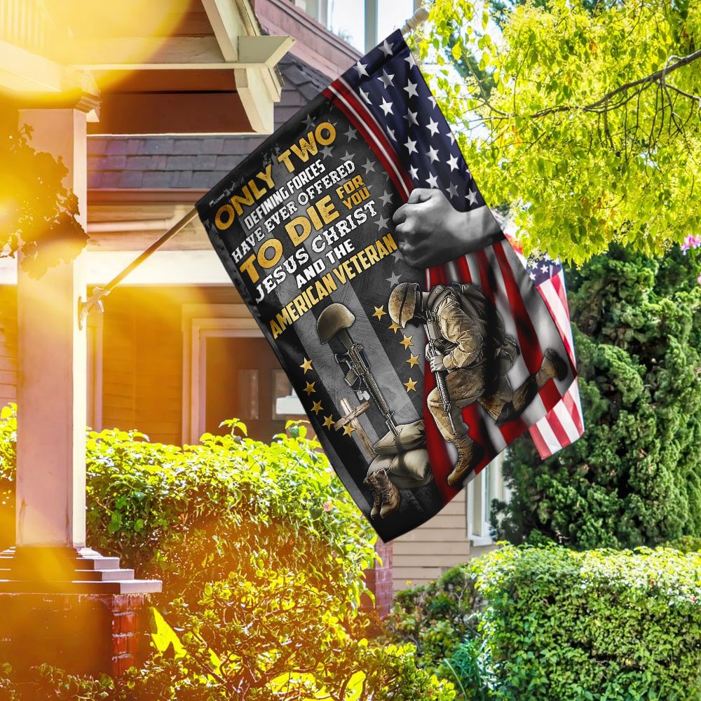 Jesus Christ And The American Veteran Flag